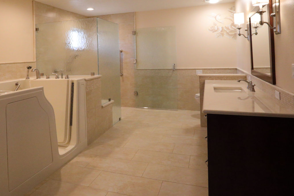 Image of a roll in shower and walk in tub for bath safety products